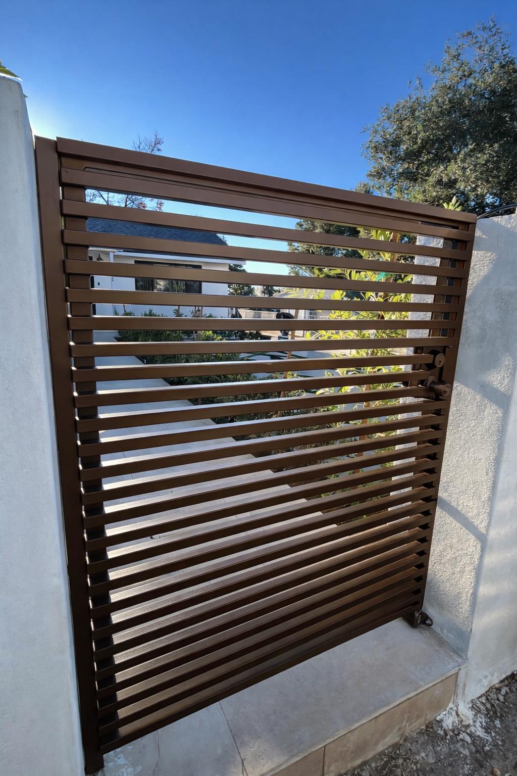 Custom Modern Metal Gate – Horizontal Slat Steel Entry Door by the steel fabrication shop, product image 1