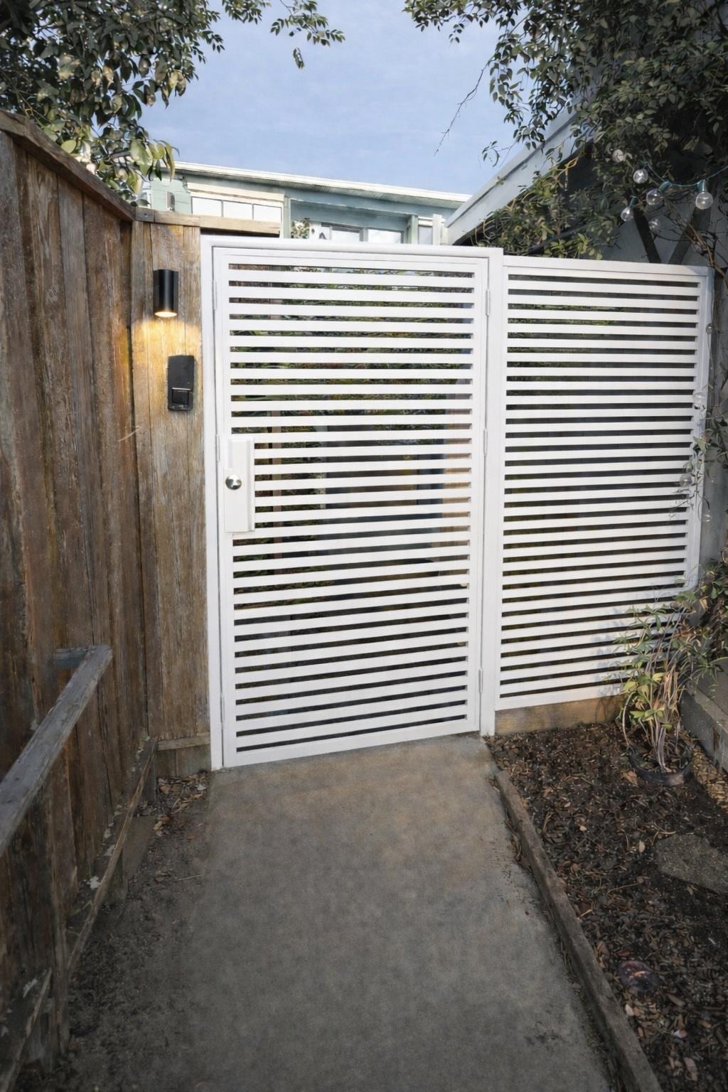 Modern Black Steel Slat Gate, Contemporary Privacy Door by the steel fabrication shop, product image 2