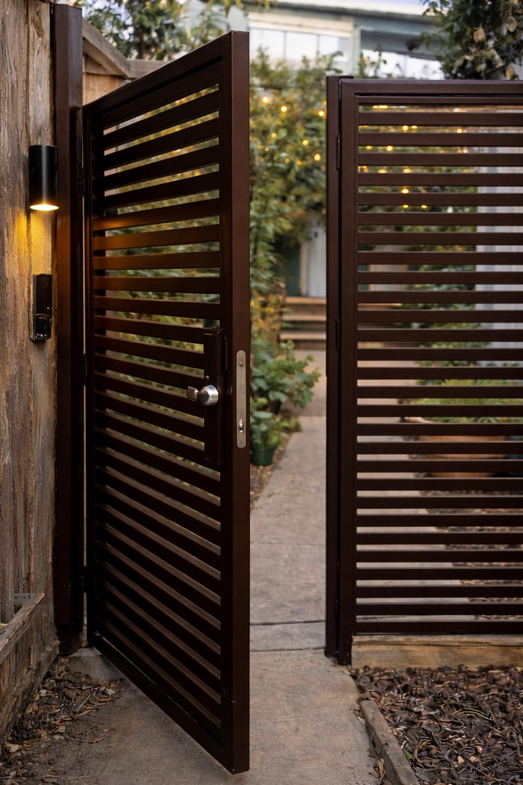 Modern Black Steel Slat Gate, Contemporary Privacy Door by the steel fabrication shop, product image 4
