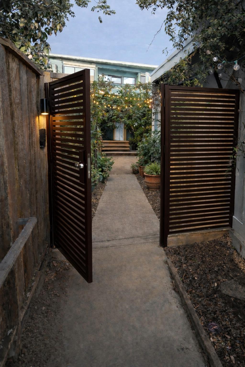 Modern Black Steel Slat Gate, Contemporary Privacy Door by the steel fabrication shop, product image 5