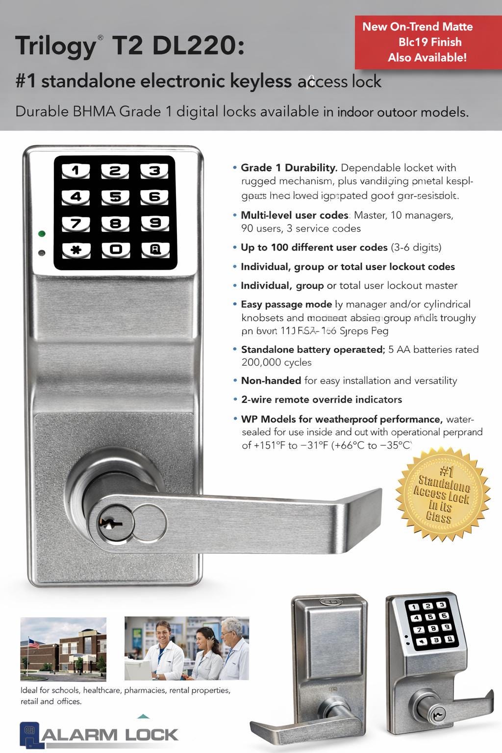 Alarm Lock Heavy-Duty Electronic Weatherproof Door Lock by the steel fabrication shop, product image 4