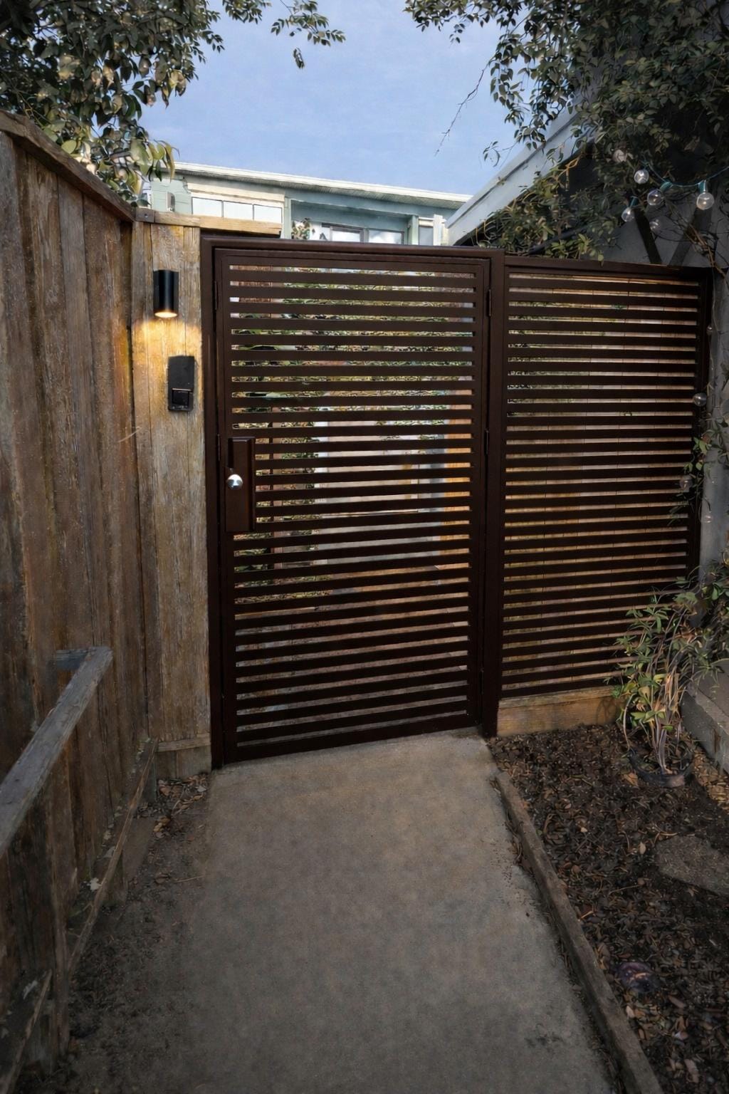 Modern Black Steel Slat Gate, Contemporary Privacy Door by the steel fabrication shop, product image 3