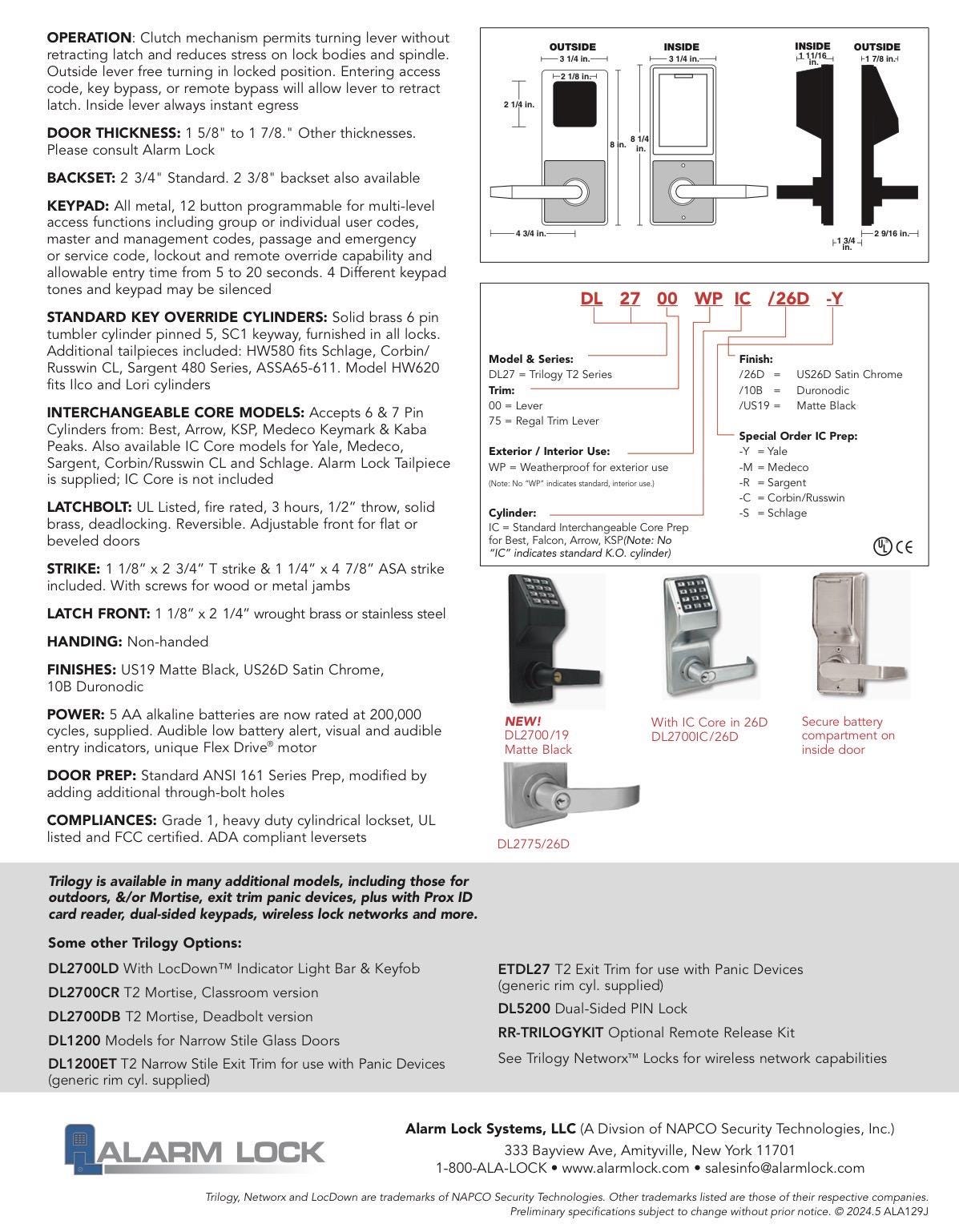 Alarm Lock Heavy-Duty Electronic Weatherproof Door Lock by the steel fabrication shop, product image 2