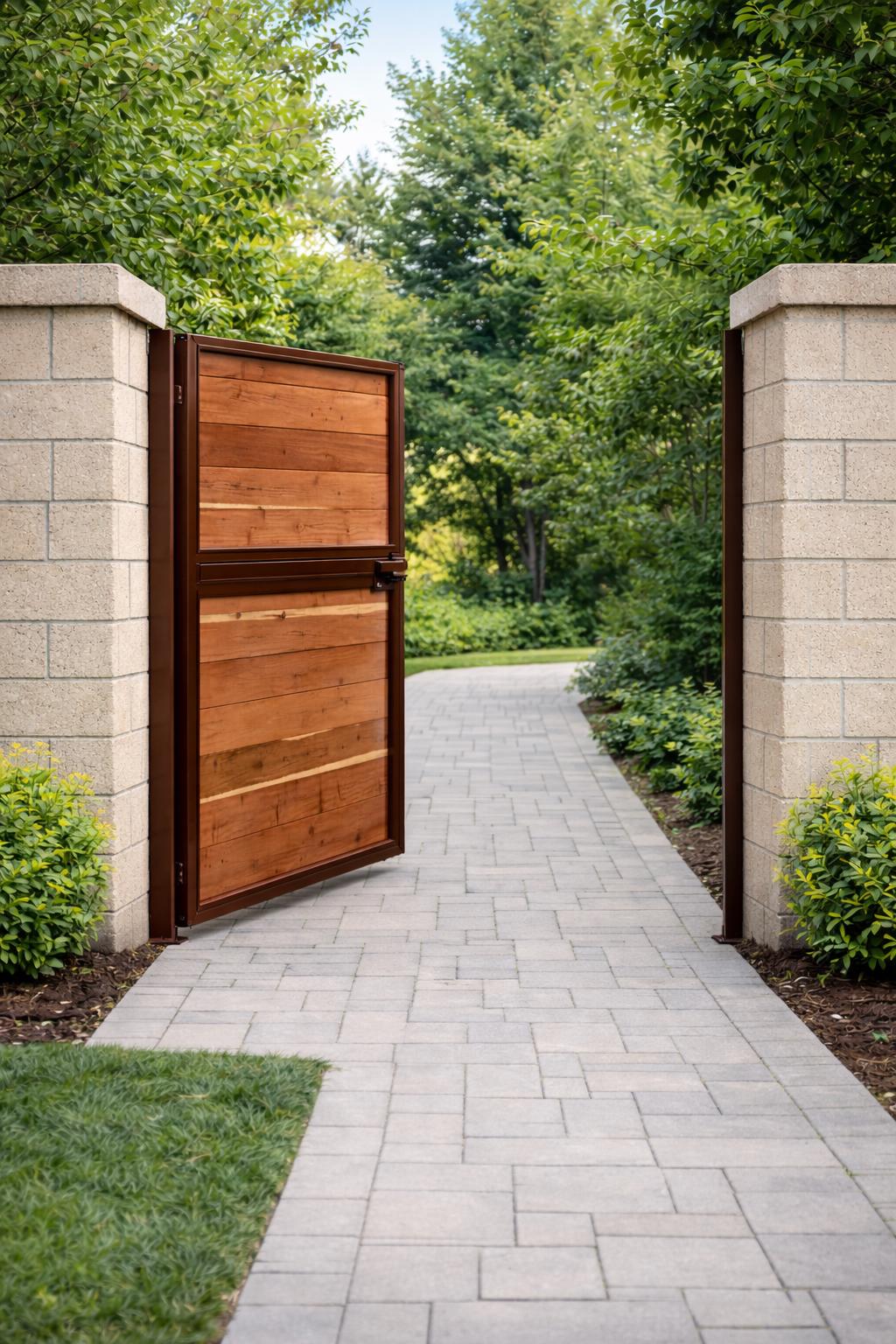 Custom Wood and Steel Garden Gate by the steel fabrication shop, product image 3