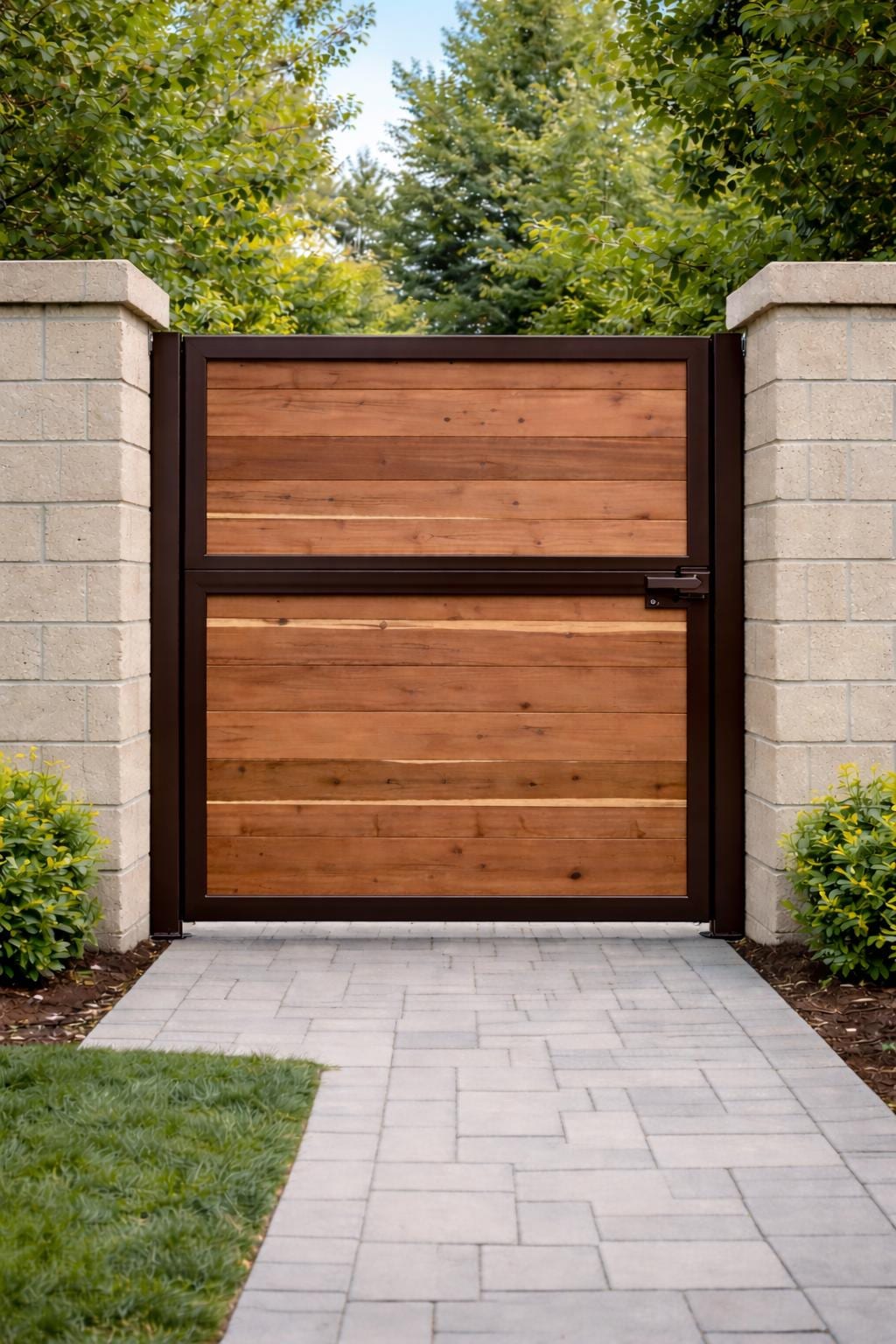 Custom Wood and Steel Garden Gate by the steel fabrication shop, product image 2