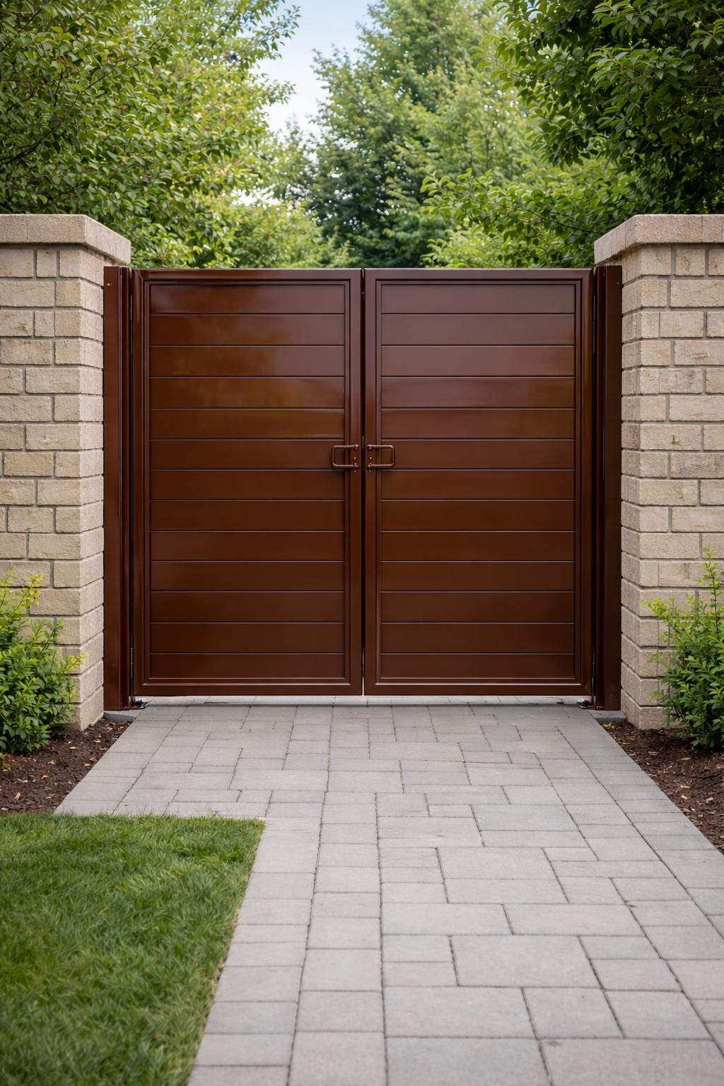 Modern Double Steel Driveway Gate by the steel fabrication shop, product image 1