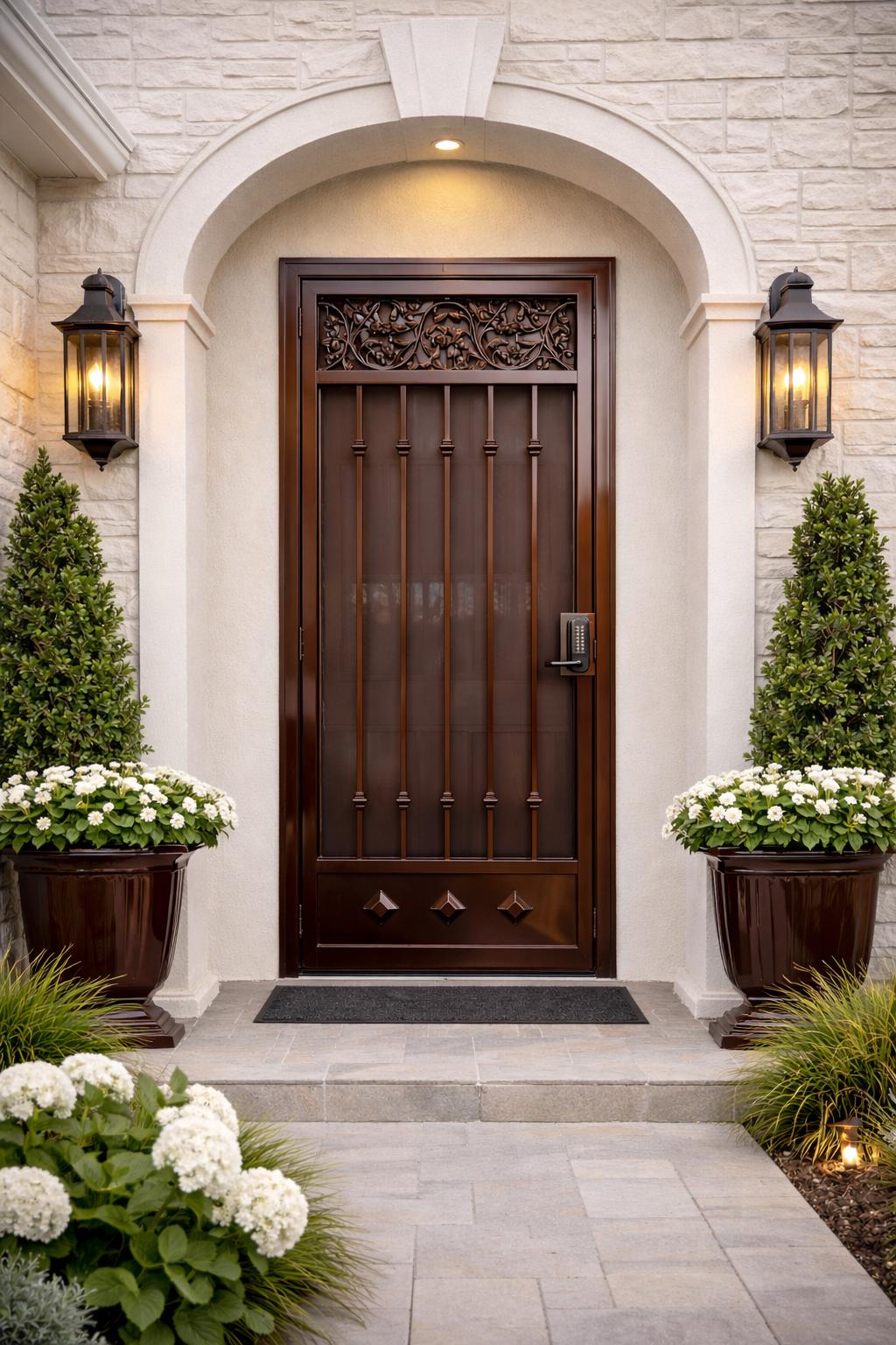 Verona Arch Single Iron Entry Door by the steel fabrication shop, product image 1