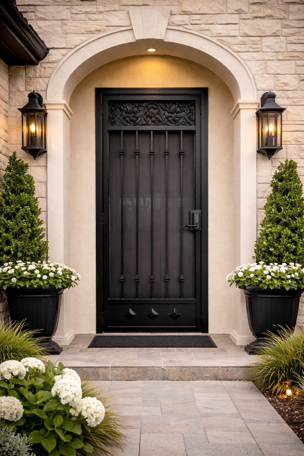Verona Arch Single Iron Entry Door by the steel fabrication shop, product image 3