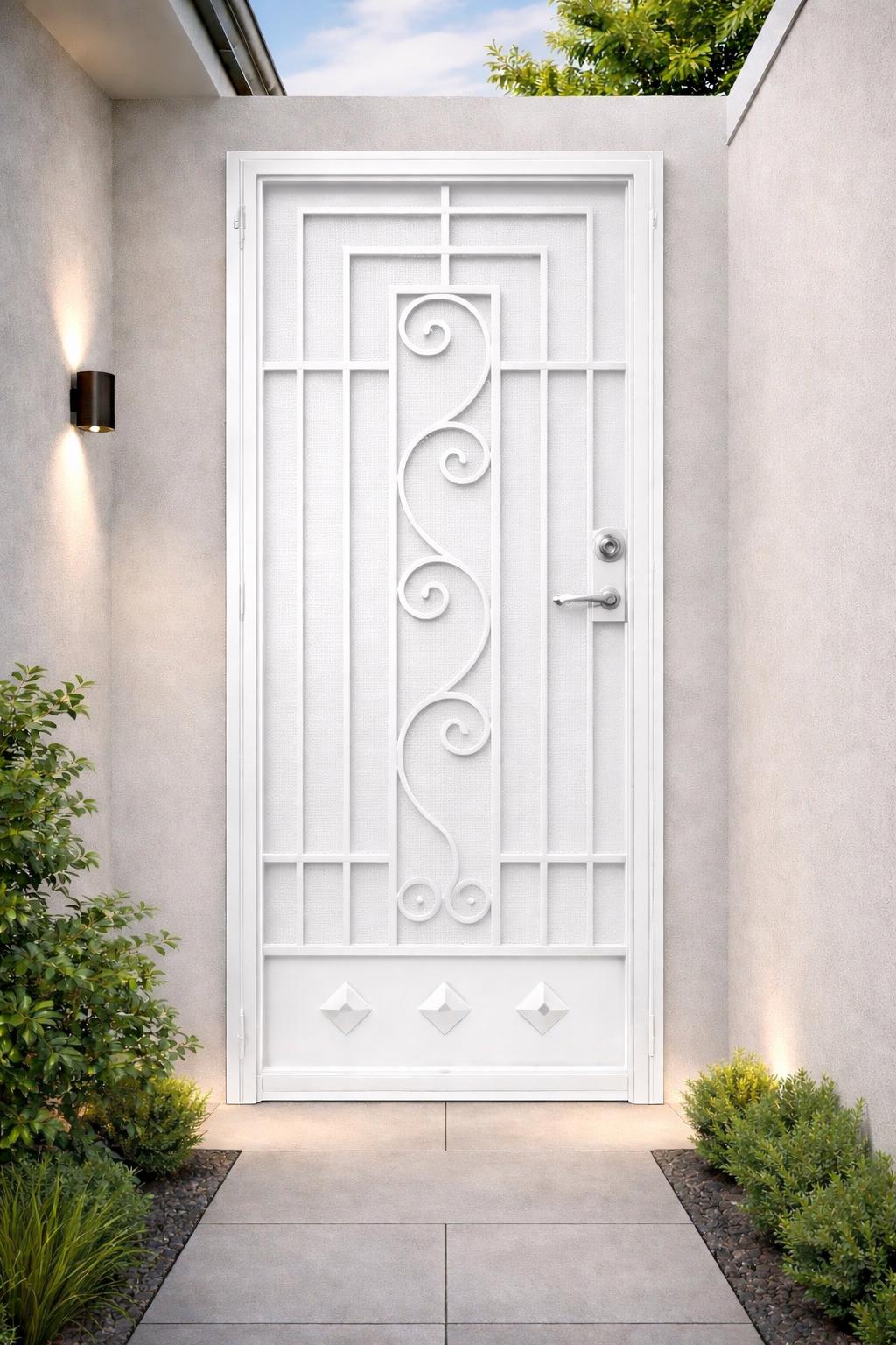 Solvanta Iron Entry Door – Scroll Security Front Door, Matte Black Finish by the steel fabrication shop, product image 4