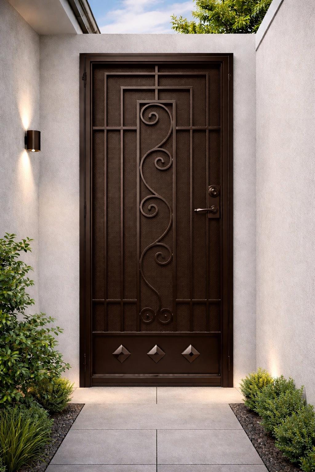 Solvanta Iron Entry Door – Scroll Security Front Door, Matte Black Finish by the steel fabrication shop, product image 3