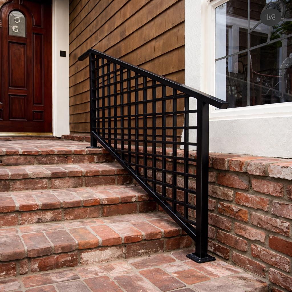 Stradella Modern Gridline Steel Stair Railing - Exterior Handrail System, Custom Colors by the steel fabrication shop