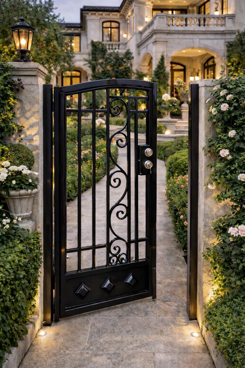 Estella Scroll Steel Walk Gate by the steel fabrication shop, product image 1