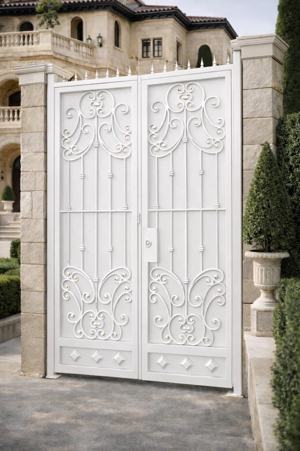 Firenze Scroll Double Wrought Iron Gate by the steel fabrication shop, product image 2