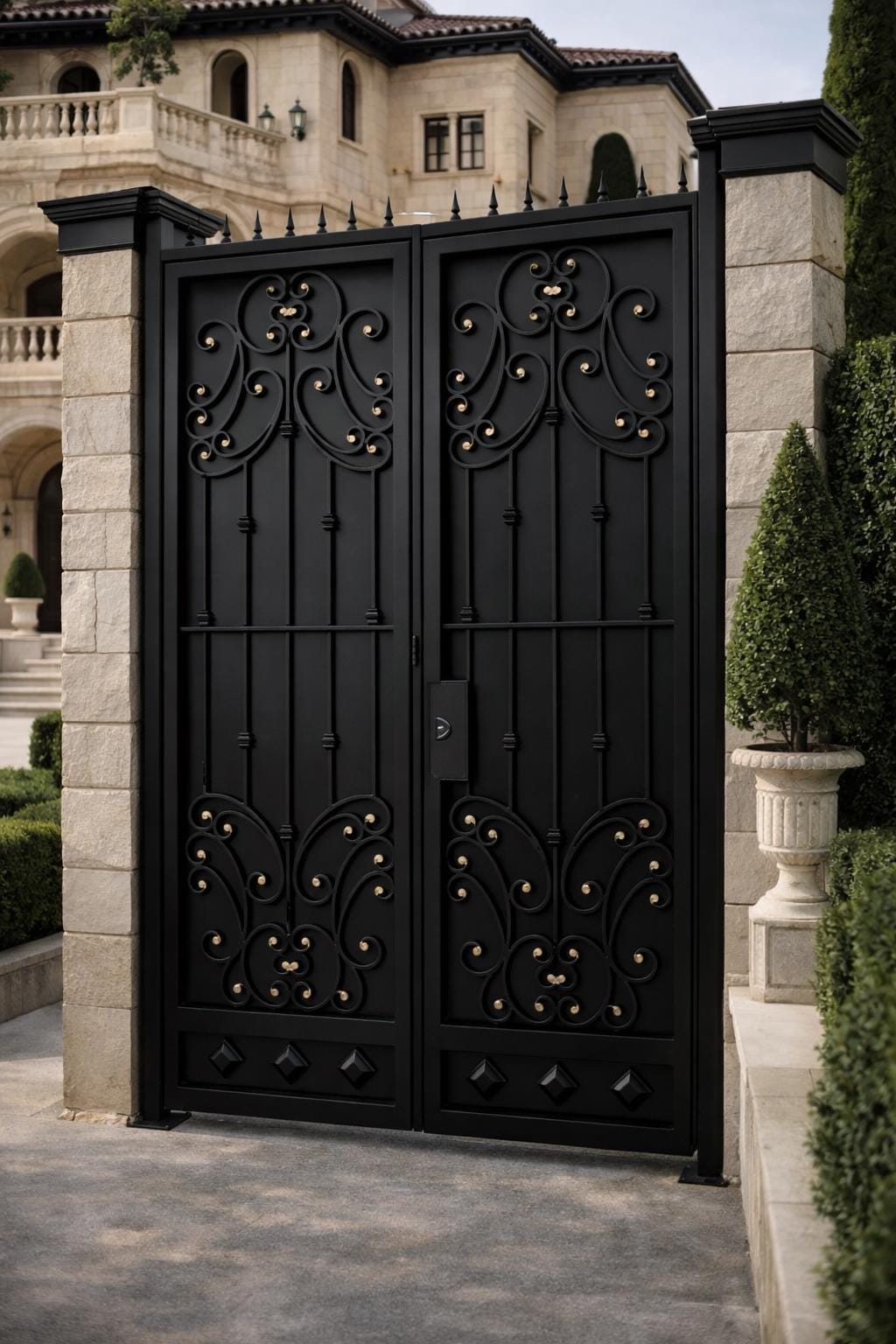 Firenze Scroll Double Wrought Iron Gate by the steel fabrication shop, product image 3