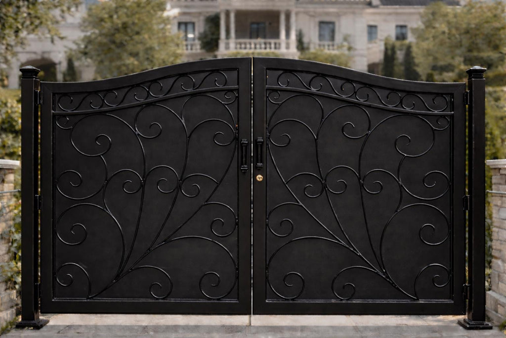 Ravello Grand Arched Double Wrought Iron Driveway Gate by the steel fabrication shop, product image 1