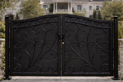 Ravello Grand Arched Double Wrought Iron Driveway Gate by the steel fabrication shop, product image 1