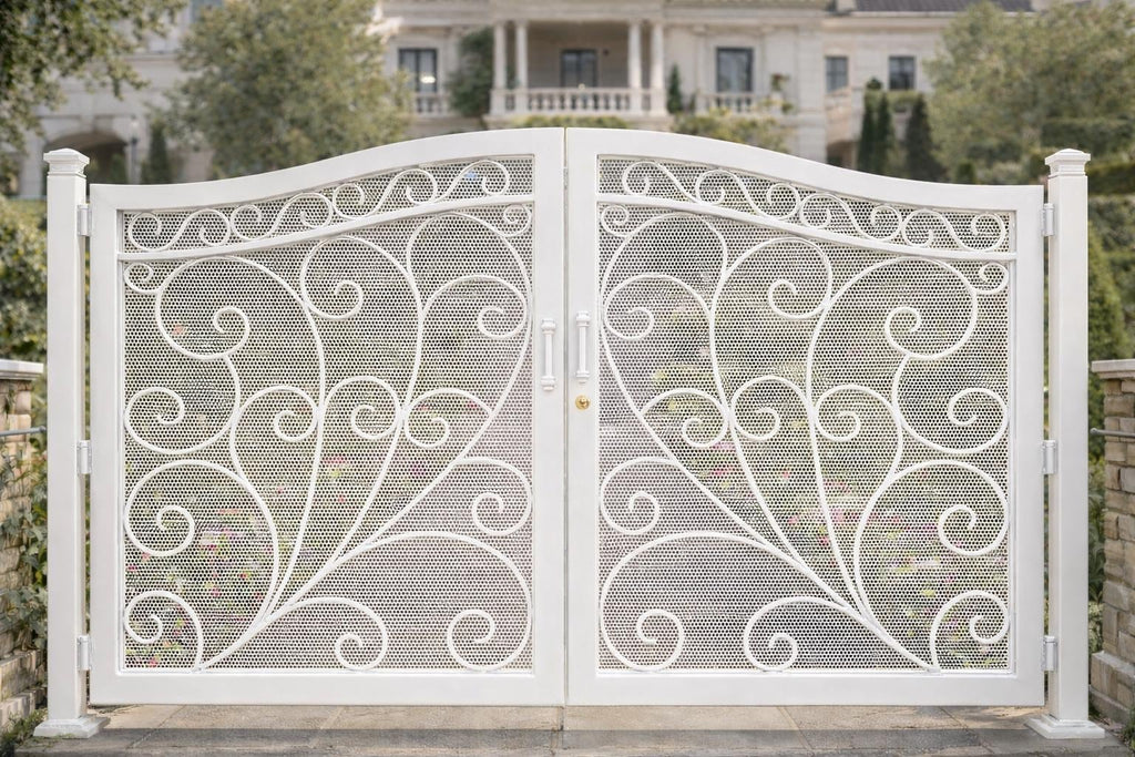 Portofino Royale Arched Double Wrought Iron Driveway Gate by the steel fabrication shop, product image 4