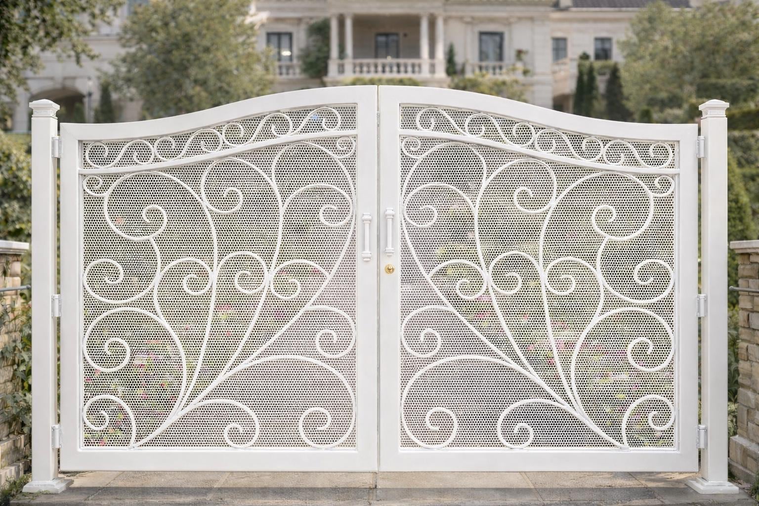 Portofino Royale Arched Double Wrought Iron Driveway Gate by the steel fabrication shop, product image 4