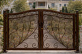 Portofino Royale Arched Double Wrought Iron Driveway Gate by the steel fabrication shop, product image 1