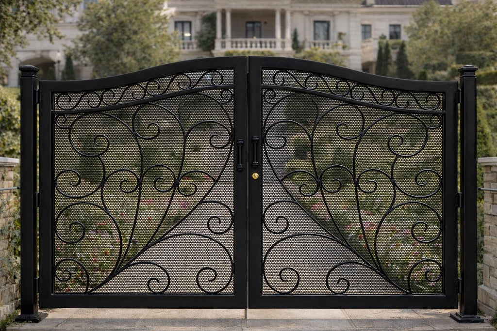 Portofino Royale Arched Double Wrought Iron Driveway Gate by the steel fabrication shop, product image 3