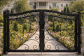 Monaco Vista Arched Double Wrought Iron Driveway Gate by the steel fabrication shop, product image 1