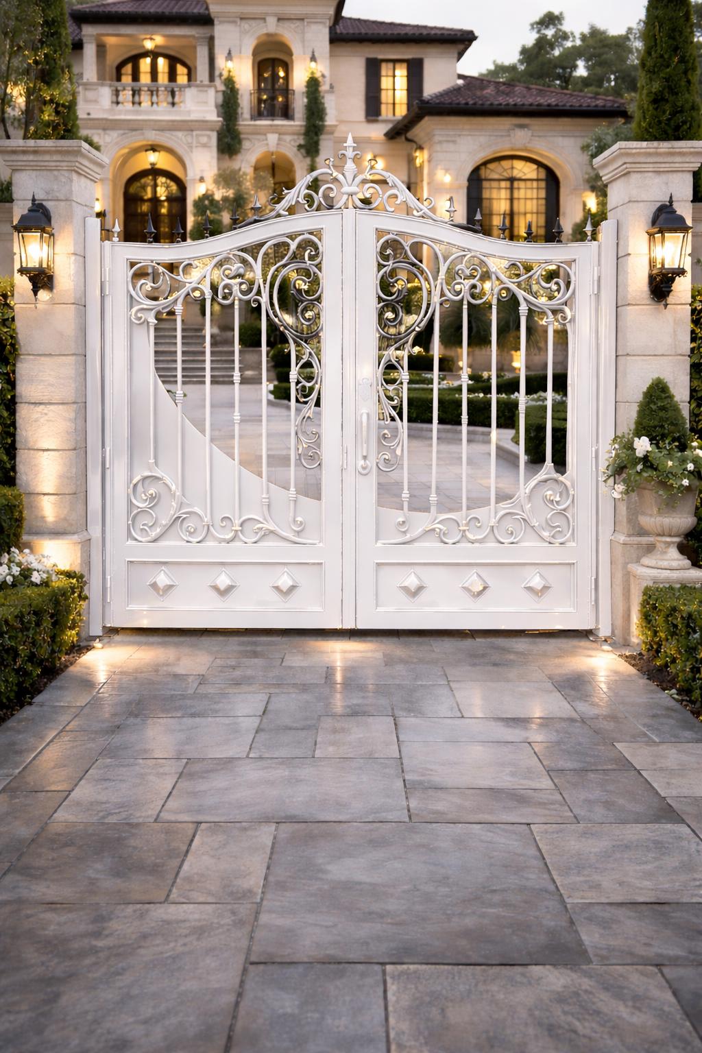 Wrought Iron Driveway Gate – Arched Scroll Estate Entry, Matte Black Finish by the steel fabrication shop, product image 2