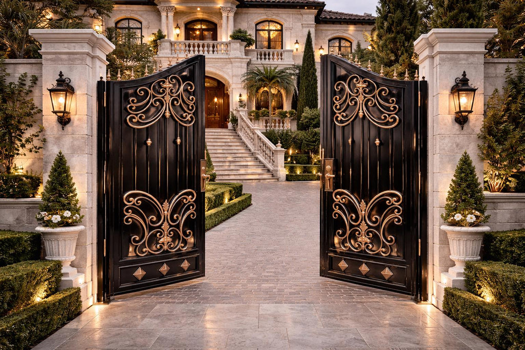 This signature Iron Driveway Gate by the steel fabrication shop, product image 1