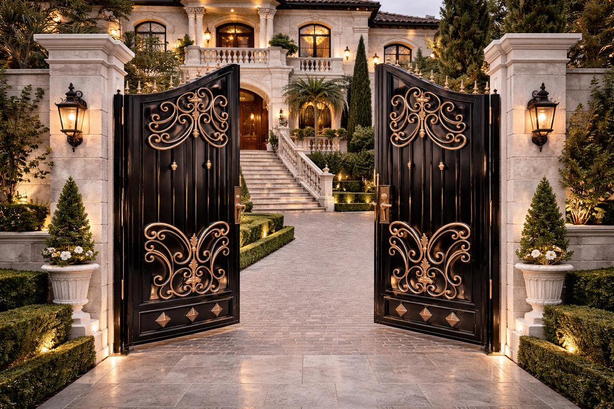 Private estate custom iron entrance