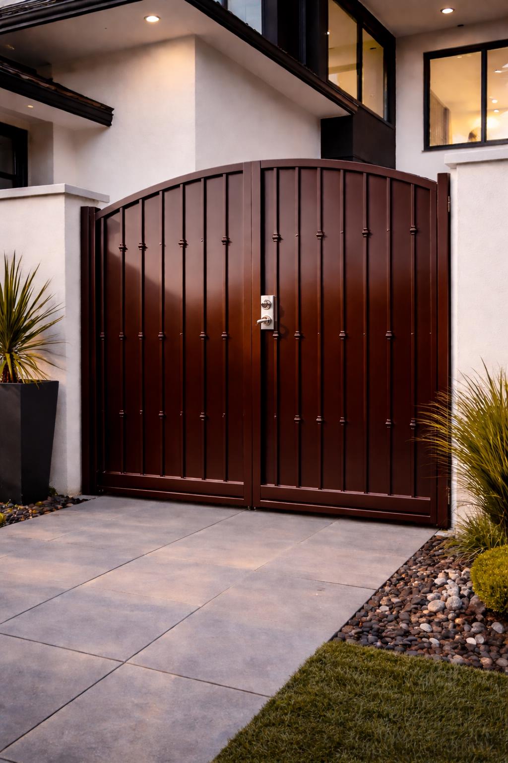 Vertiline Modern White Pedestrian Gate - Custom Residential Walkway Entry Door by the steel fabrication shop, product image 3