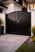 Vertiline Modern White Pedestrian Gate - Custom Residential Walkway Entry Door by the steel fabrication shop, product image 1