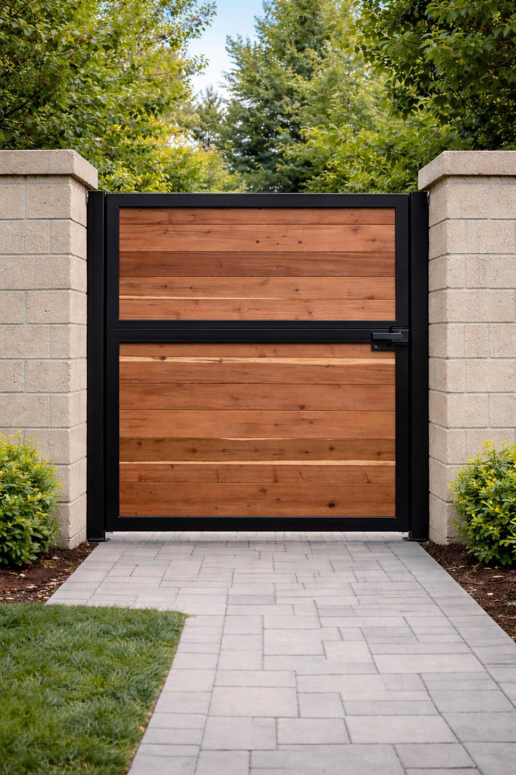 Custom Wood and Steel Garden Gate by the steel fabrication shop, product image 1