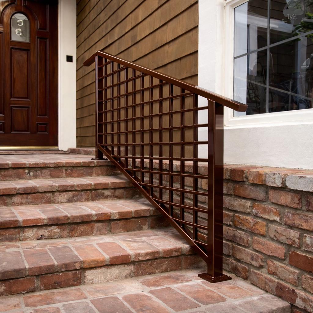 Stradella Modern Gridline Steel Stair Railing - Exterior Handrail System, Custom Colors by the steel fabrication shop