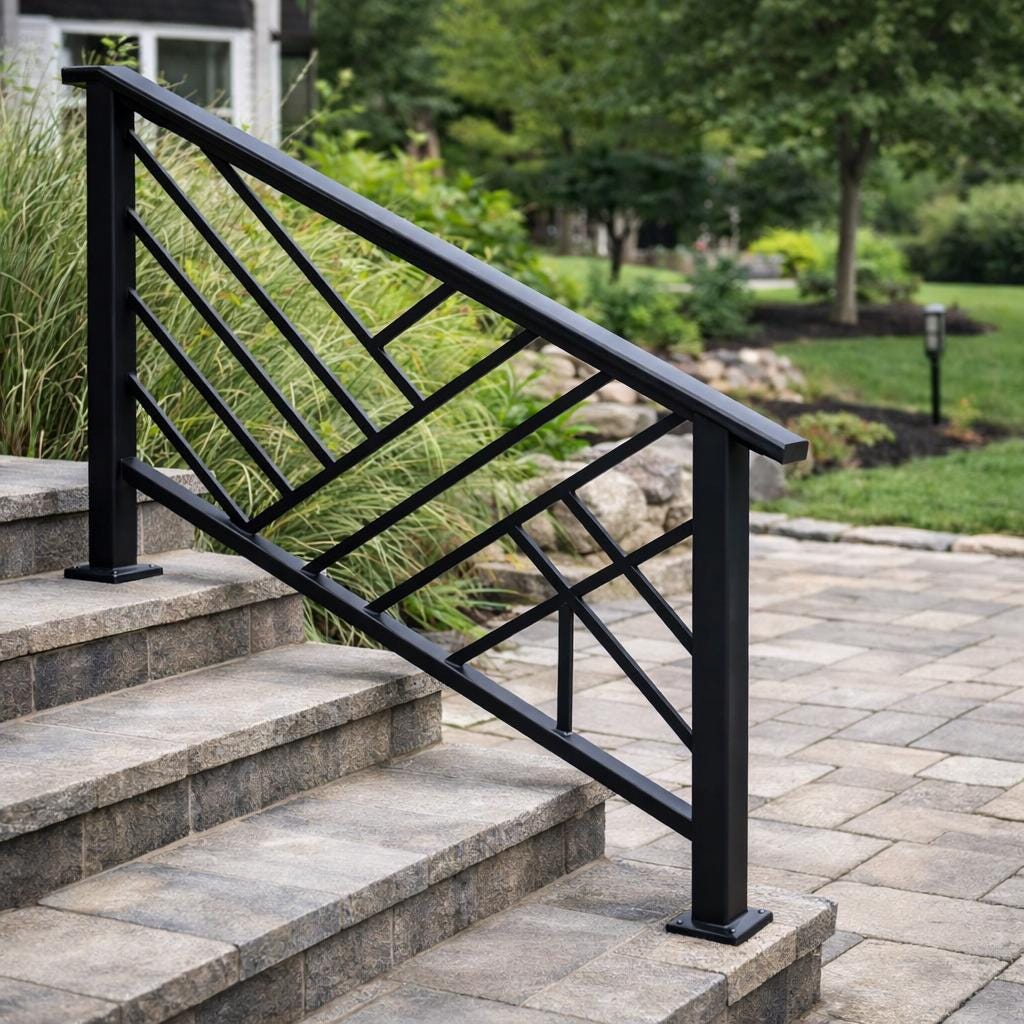 Meridian Modern Exterior Stair Railing by the steel fabrication shop, product image 1
