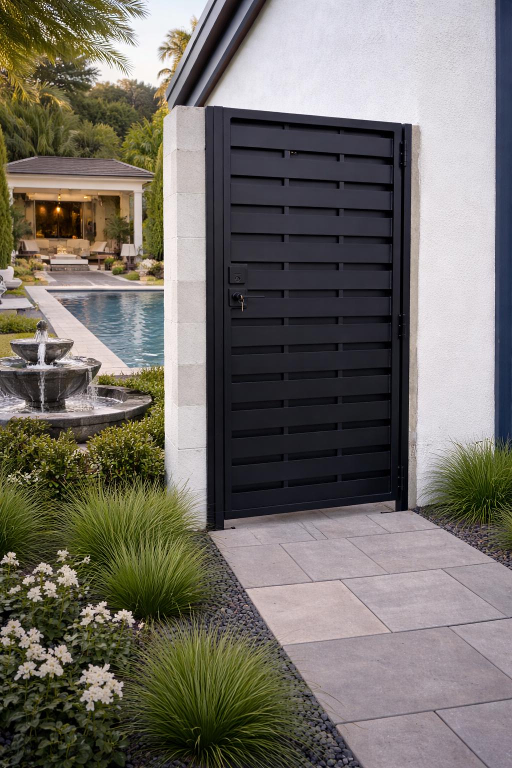 Modern Horizontal Privacy Gate by the steel fabrication shop, product image 3