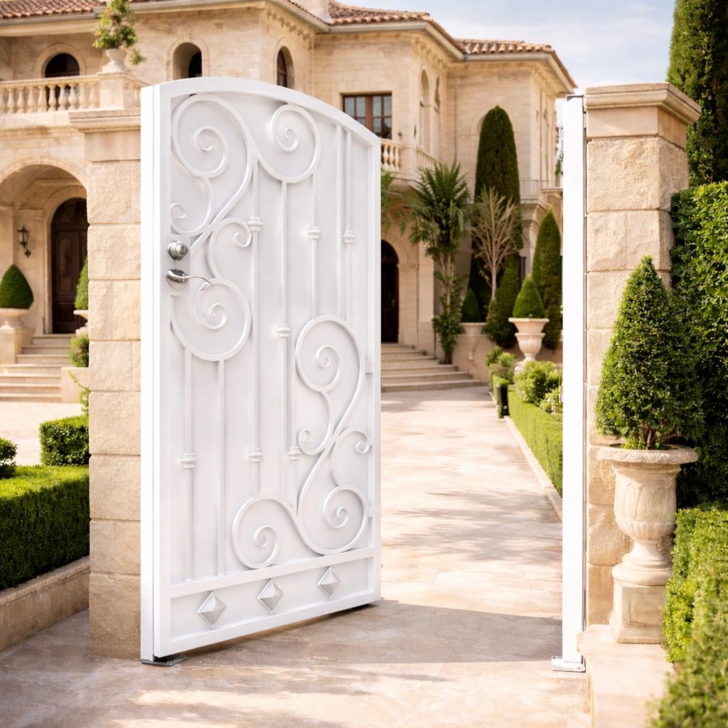 Verona Arched Scroll Wrought Iron Gate by the steel fabrication shop, product image 3