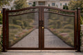 Siena Crest Arched Double Wrought Iron Driveway Gate by the steel fabrication shop, product image 1