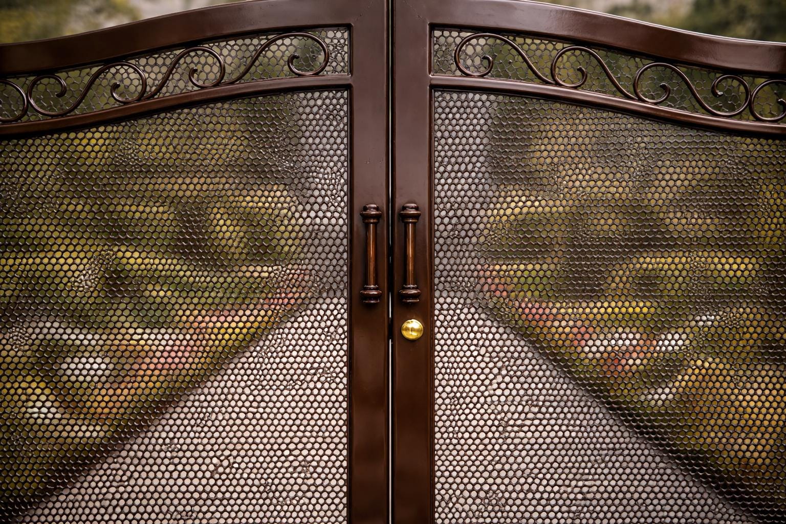 Siena Crest Arched Double Wrought Iron Driveway Gate by the steel fabrication shop, product image 2