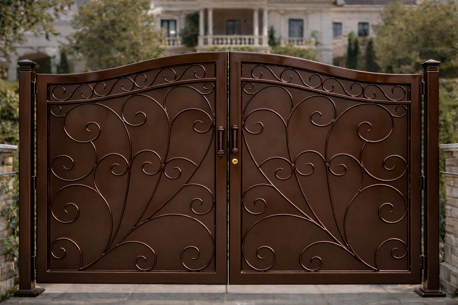 Ravello Grand Arched Double Wrought Iron Driveway Gate by the steel fabrication shop, product image 3