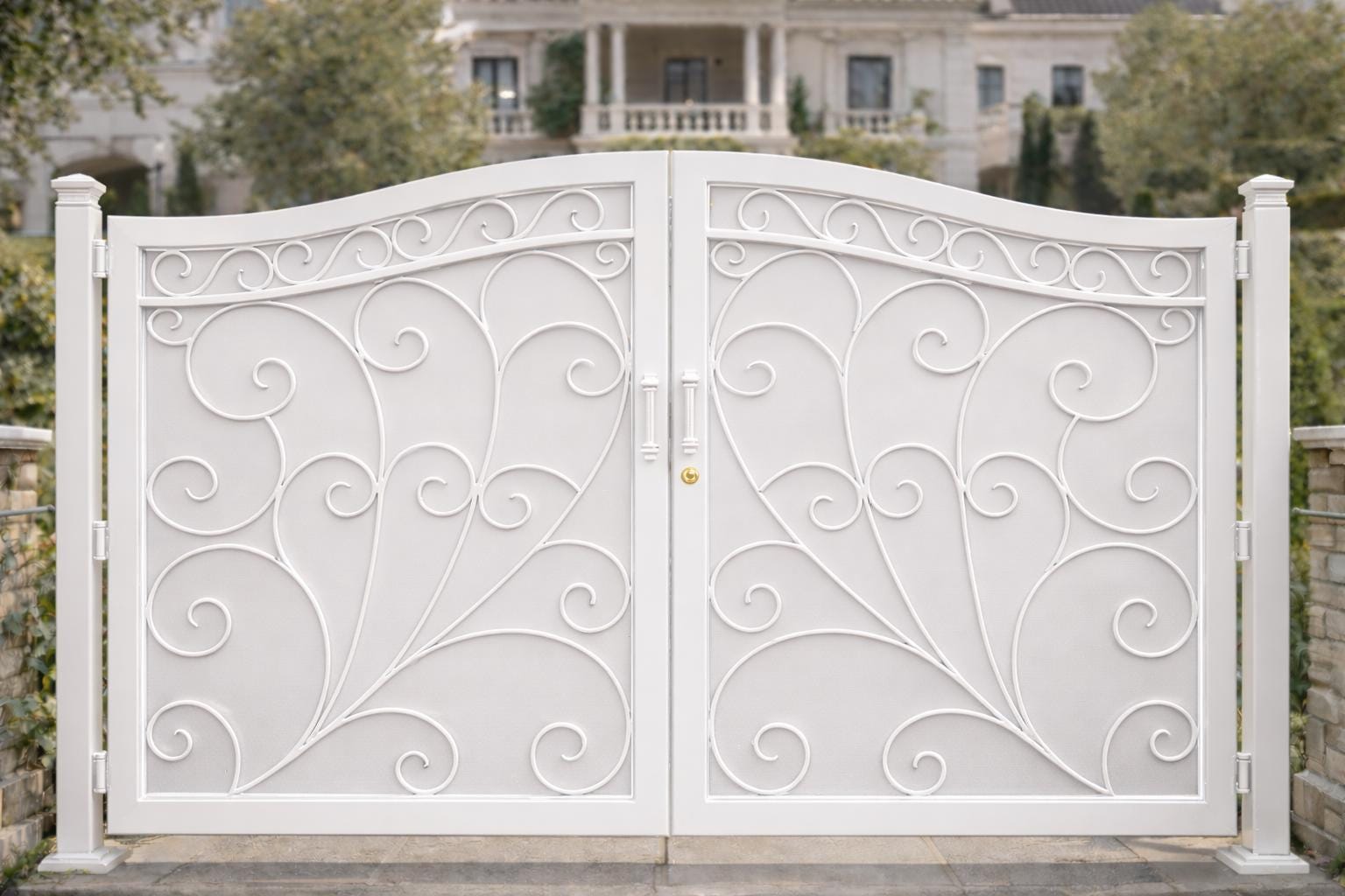 Ravello Grand Arched Double Wrought Iron Driveway Gate by the steel fabrication shop, product image 2