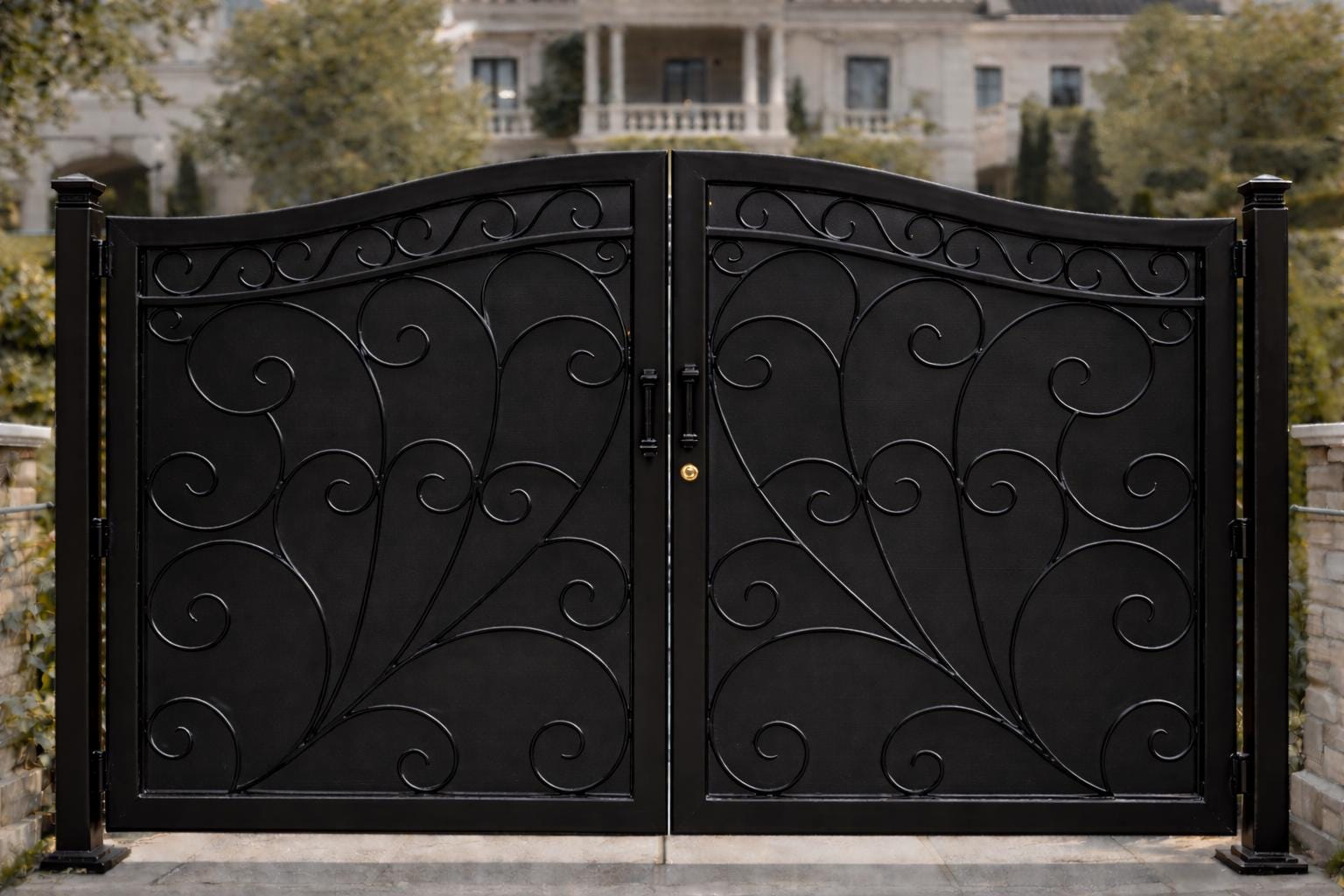 Ravello Grand Arched Double Wrought Iron Driveway Gate by the steel fabrication shop, product image 4