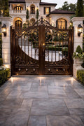 Wrought Iron Driveway Gate – Arched Scroll Estate Entry, Matte Black Finish by the steel fabrication shop, product image 1